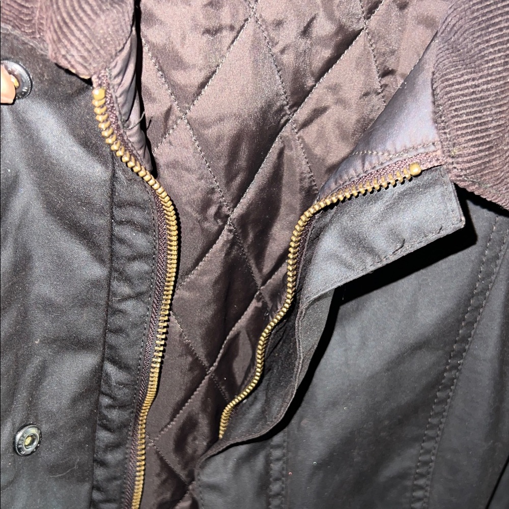 BARBOUR BELSAY Women’s Deep Brown Wax Cotton Coat with Quilting - Picture 6 of 13